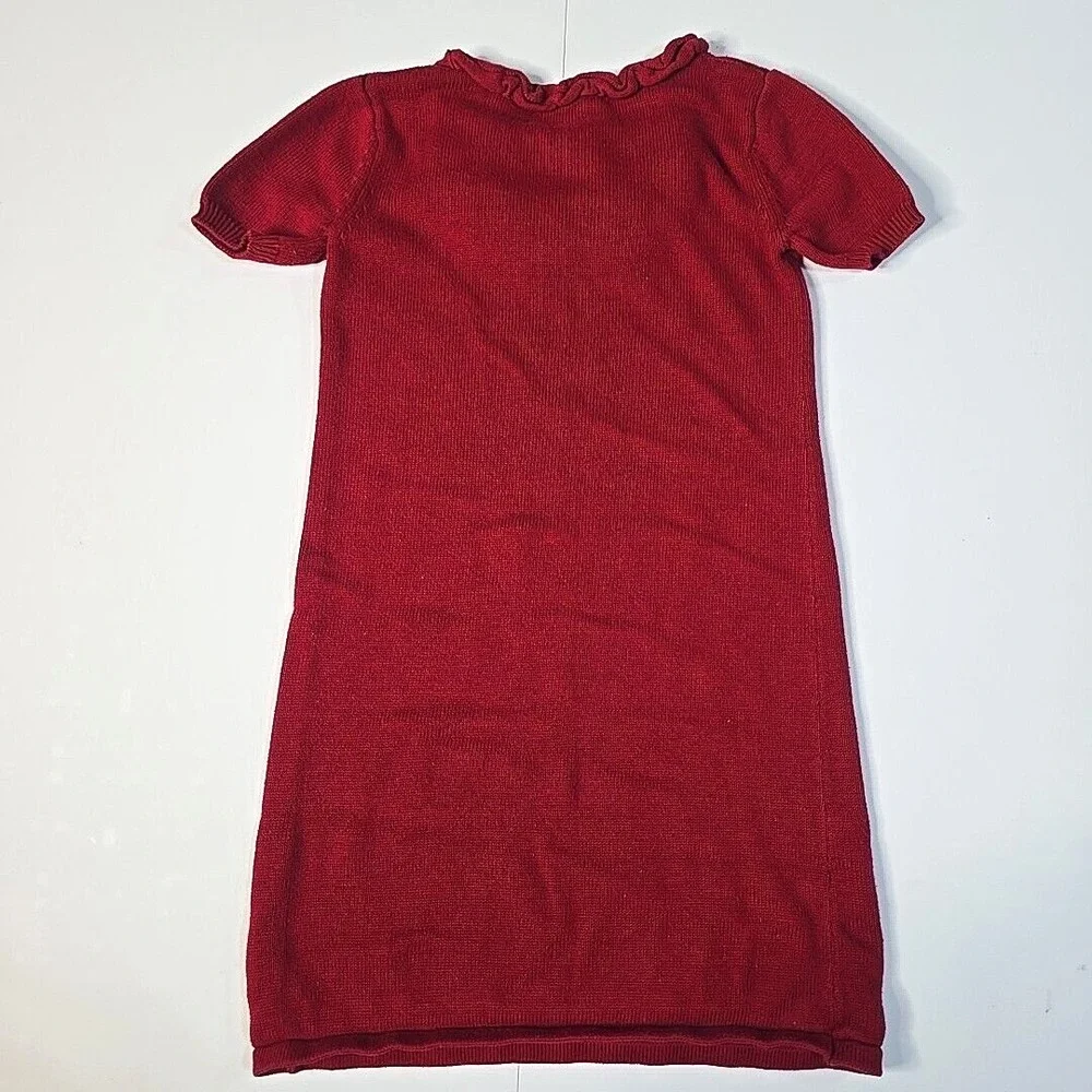 Gymboree Sweater Dress Girls 7 Red Ruffle Rhinestone Holiday Festive Short Slv